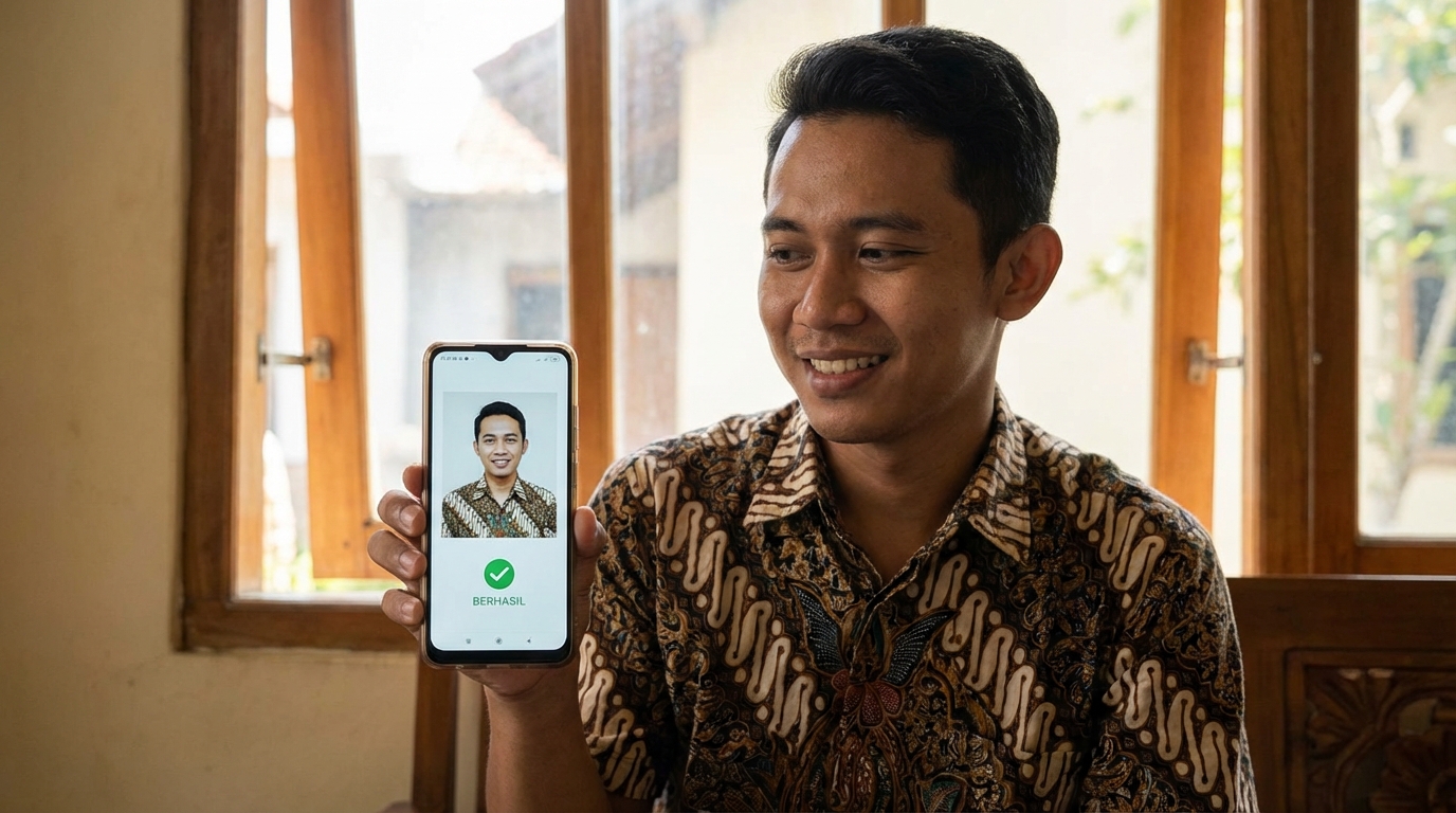 Supporting image showing the final accepted-looking result described in "Ketentuan Teknis di Aplikasi Digital Korlantas (Sinar)".
