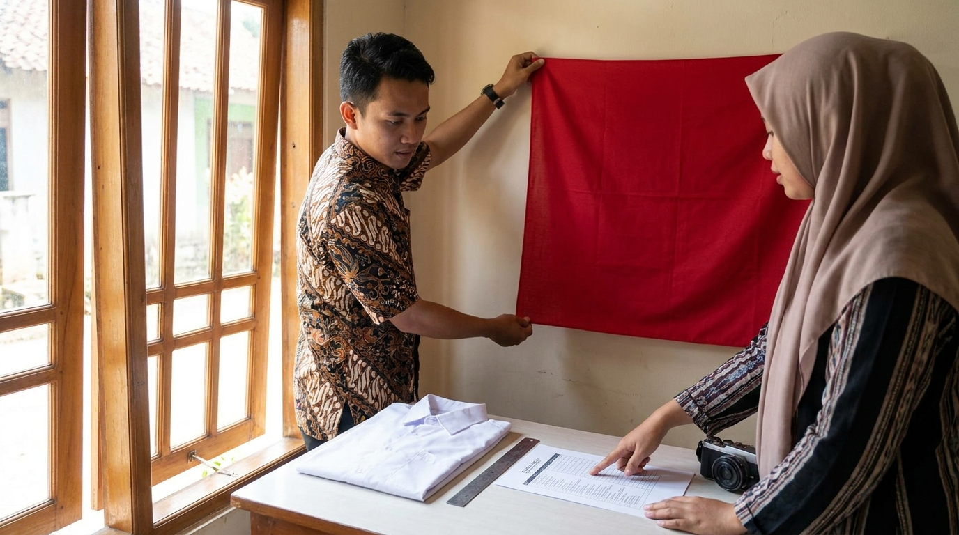 Supporting image that visualizes the requirements, checklist, or technical standards from "Ketentuan Warna Latar dan Pakaian".