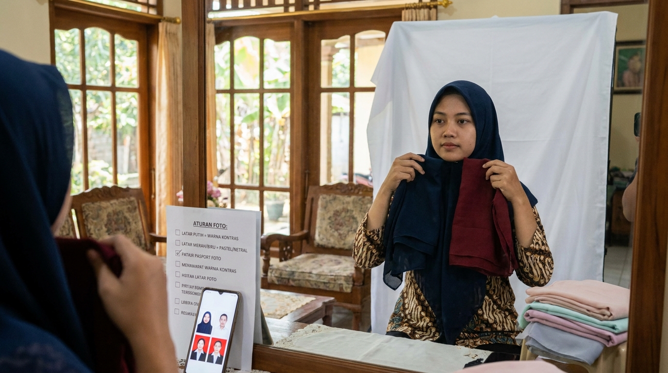Supporting image that visualizes the requirements, checklist, or technical standards from "Navigasi Warna: Menyelaraskan Hijab dengan Latar Belakang".