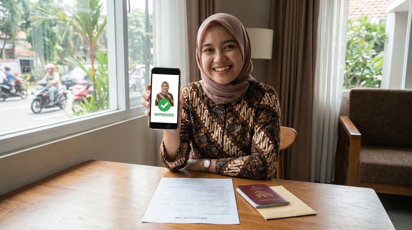 Supporting image showing the final accepted-looking result described in "Solusi Praktis Menyiapkan Dokumen Keberangkatan".