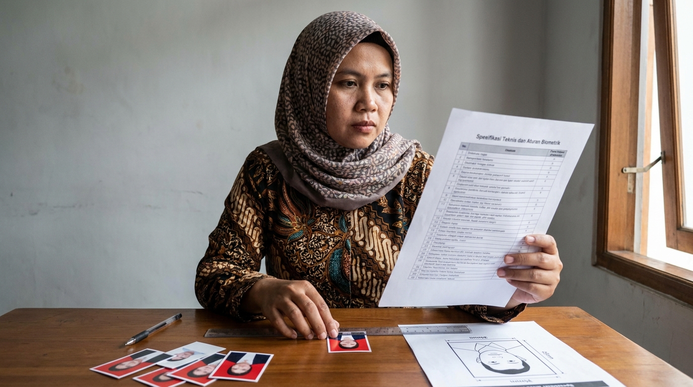 Supporting image that visualizes the requirements, checklist, or technical standards from "Spesifikasi Teknis dan Aturan Biometrik".