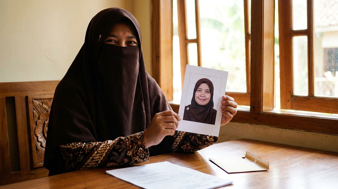 Supporting image showing the final accepted-looking result for foto visa umroh cadar.