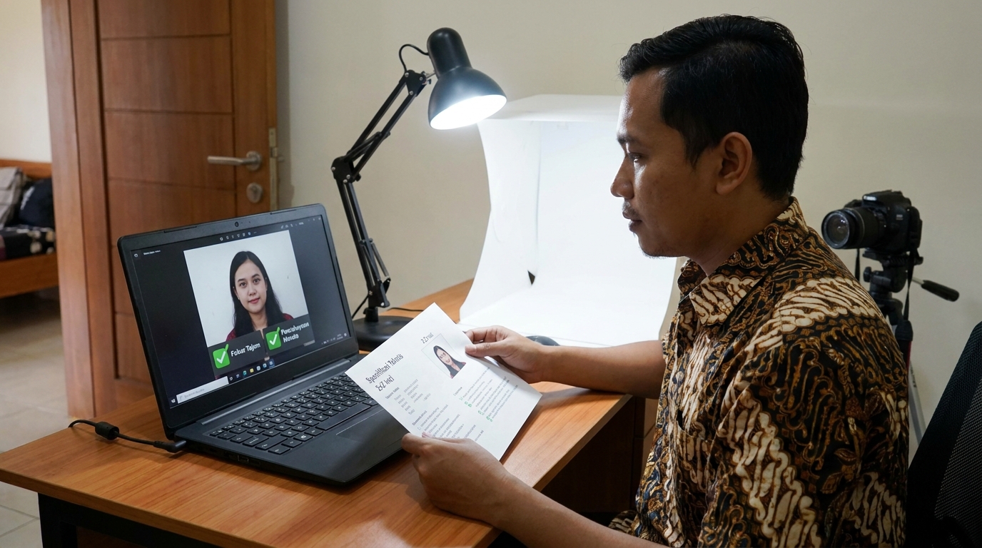 Supporting image that visualizes the requirements, checklist, or technical standards from "Spesifikasi Teknis untuk Unggahan Digital".