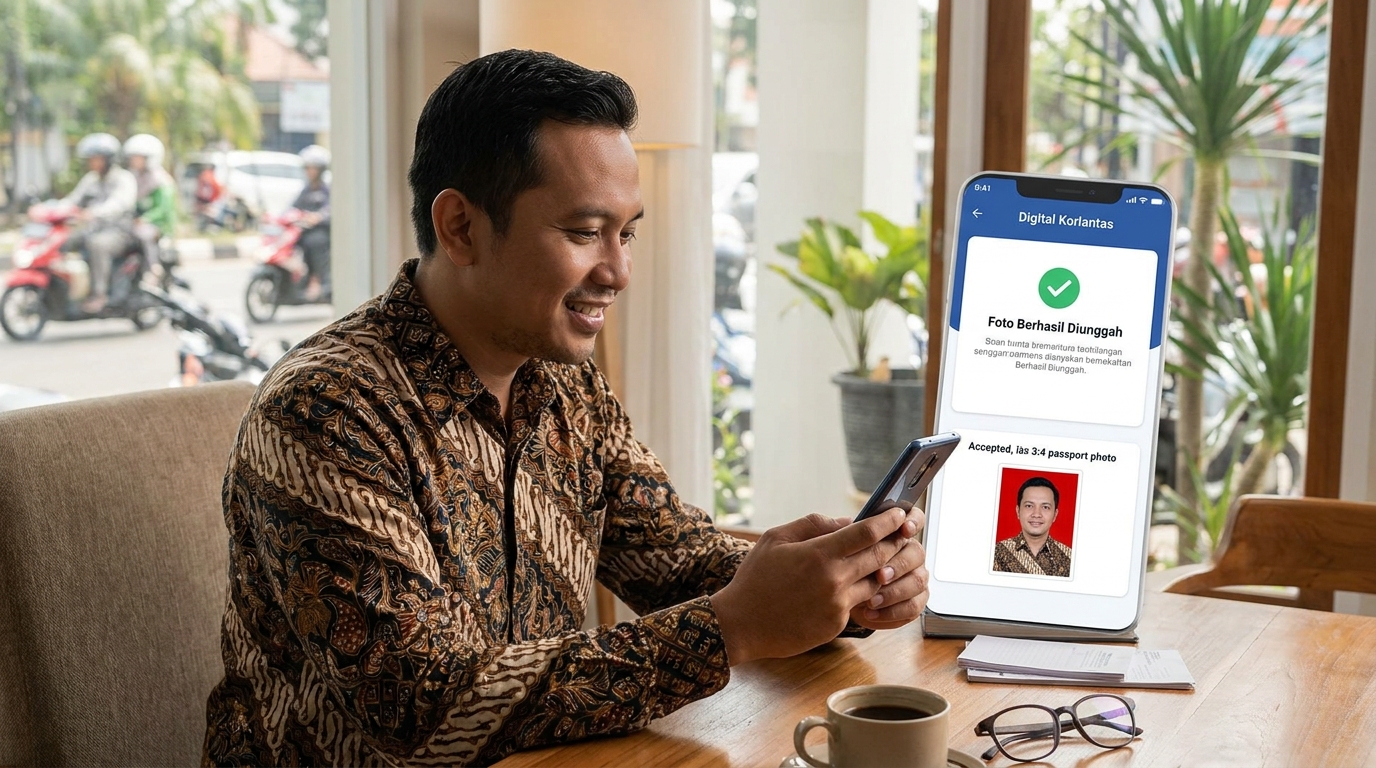 Supporting image showing the final accepted-looking result described in "Langkah Unggah di Aplikasi Digital Korlantas".