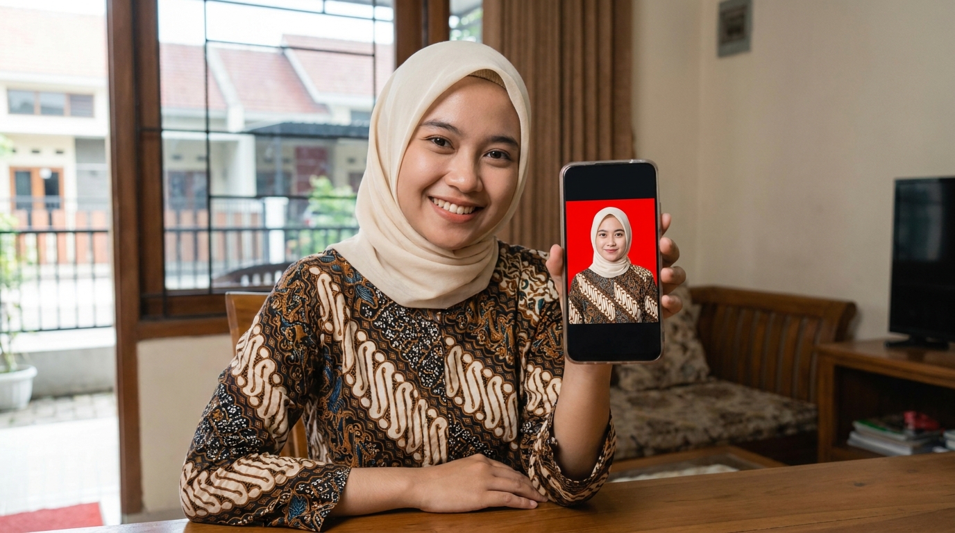 Supporting image showing the final accepted-looking result described in "Solusi Praktis dengan Teknologi AI PasPoto".