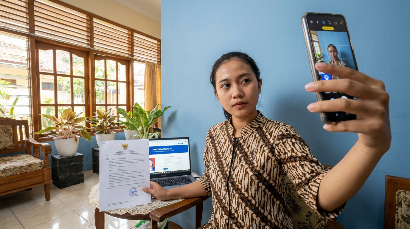 Hero image showing the broader real-world context for buat pas foto sendiri di hp, inspired by the section "Verifikasi Kesesuaian Dokumen Resmi".