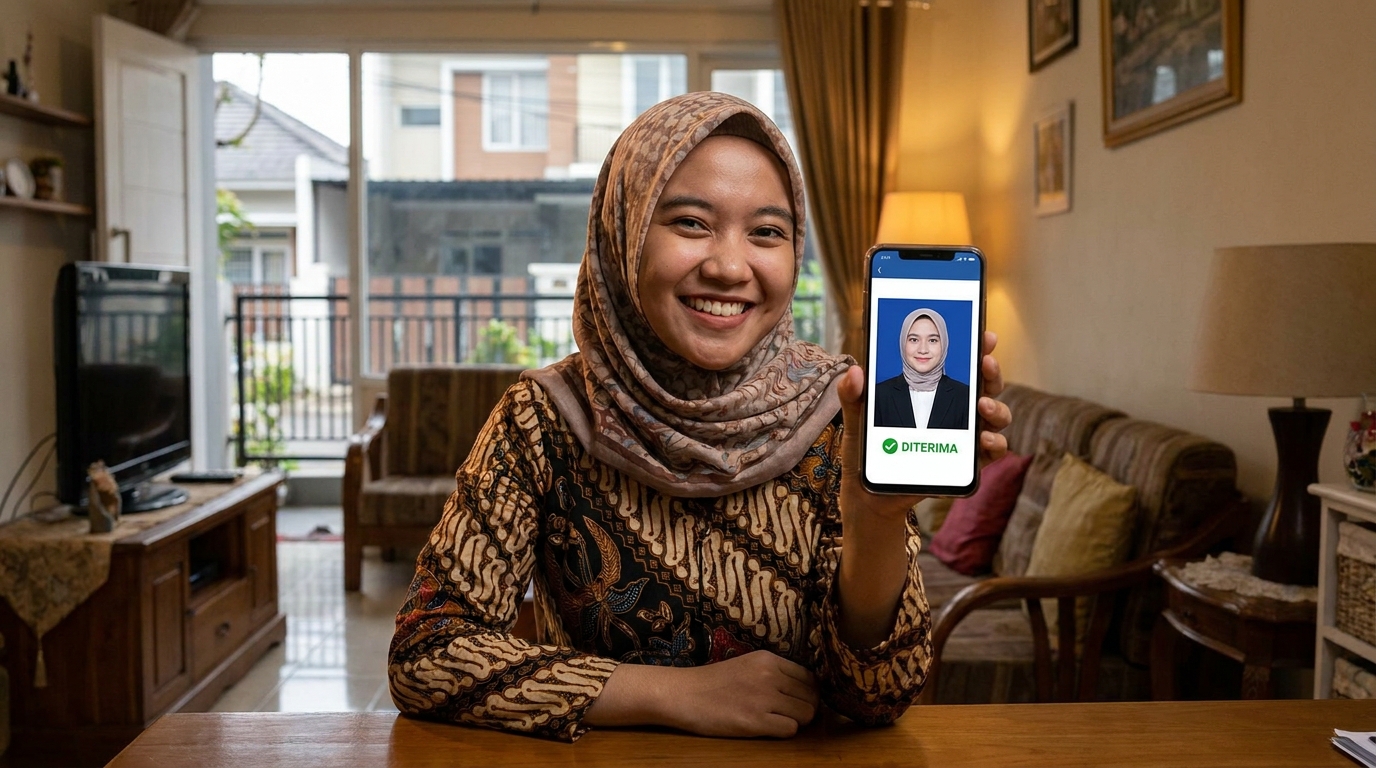 Supporting image showing the final accepted-looking result for buat pas foto sendiri di hp.