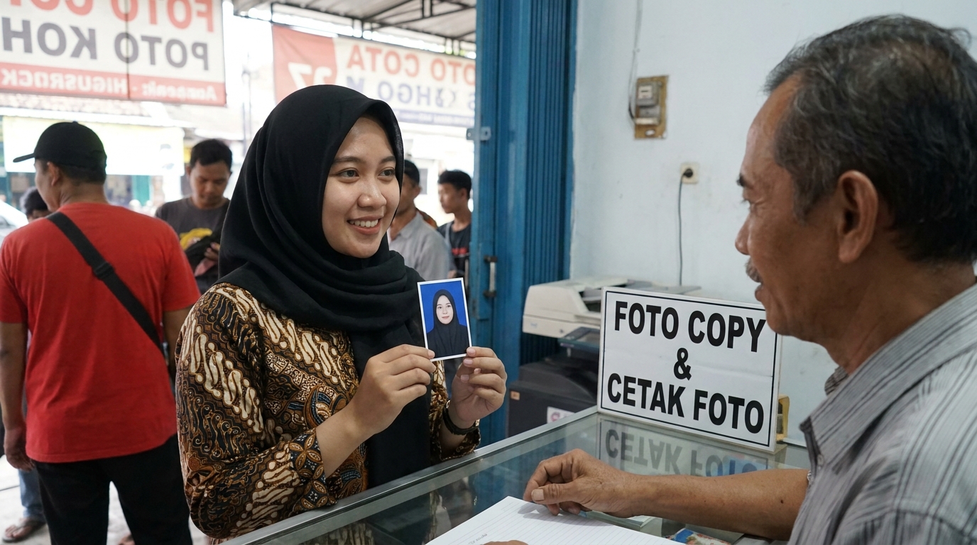 Supporting image showing the final accepted-looking result for ekspresi wajah pas foto resmi.