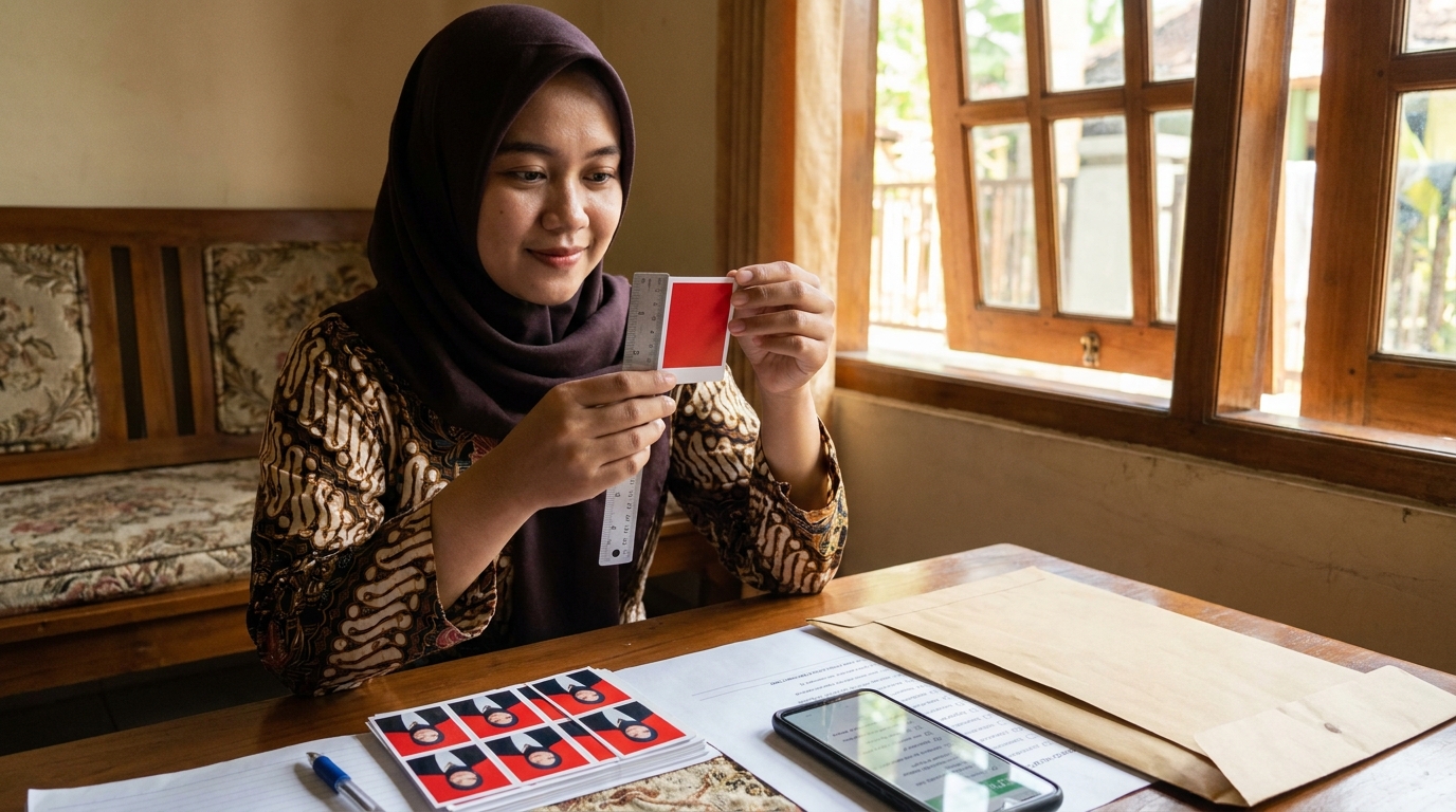 Supporting image that visualizes the requirements, checklist, or technical standards from "Aturan Warna Latar dan Ukuran Foto SKCK 2026".
