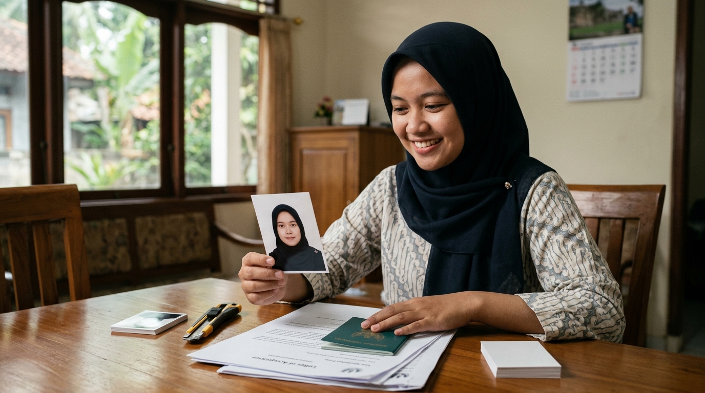 Supporting image showing the final accepted-looking result for pas foto visa pelajar internasional.