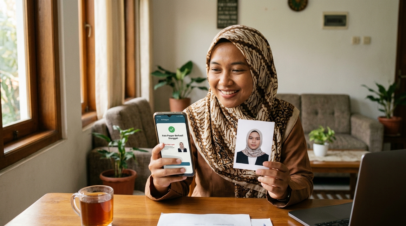 Supporting image showing the final accepted-looking result described in "Solusi Cepat untuk Foto Paspor yang Siap Upload".