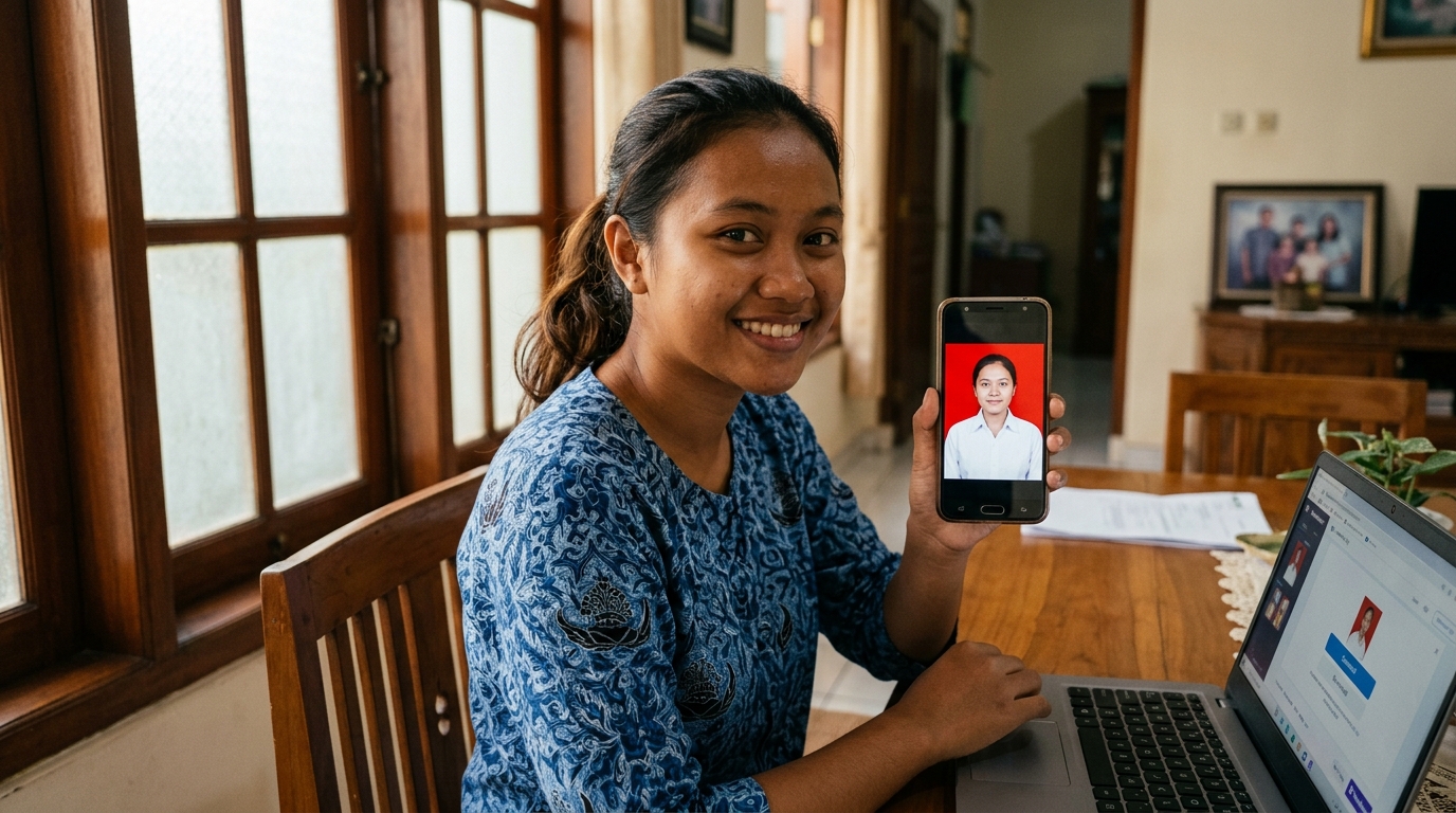 Supporting image showing the final accepted-looking result described in "Pilihan Aplikasi dan Tools Praktis untuk Mengganti Background di HP".