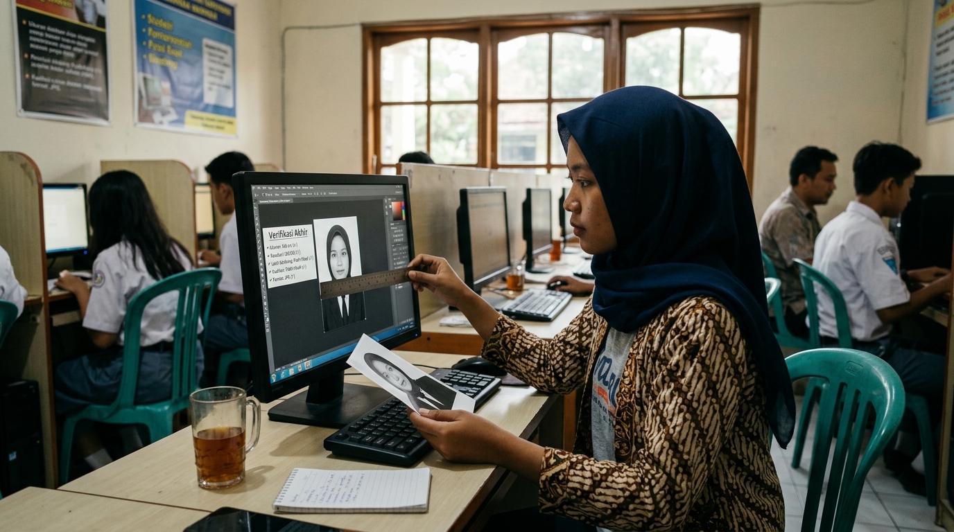 Supporting image that visualizes the requirements, checklist, or technical standards from "Verifikasi Akhir: Kualitas, Ukuran, dan Latar Belakang".