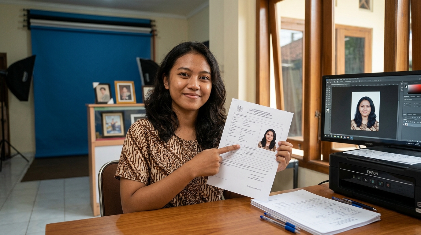 Supporting image showing the final accepted-looking result described in "Dampak Foto Miring pada Dokumen Resmi".