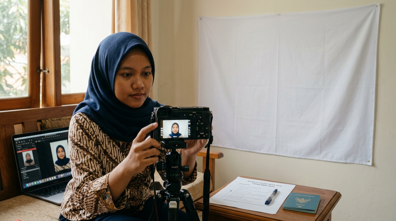 Supporting image that visualizes the requirements, checklist, or technical standards from "Kesalahan Umum Foto Visa DTV dan Solusinya".
