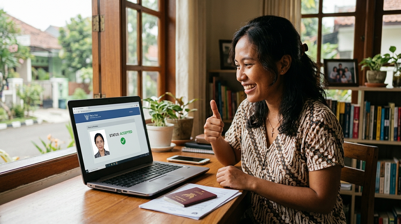 Supporting image showing the final accepted-looking result described in "Memastikan Foto Lolos Verifikasi e-Visa Thailand".