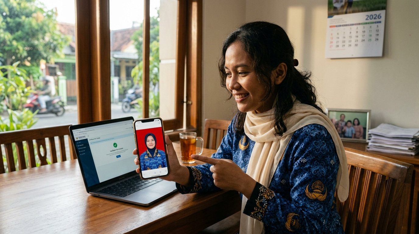 Supporting image showing the final accepted-looking result described in "Tips Memastikan Foto Anda Lolos Verifikasi SIASN".