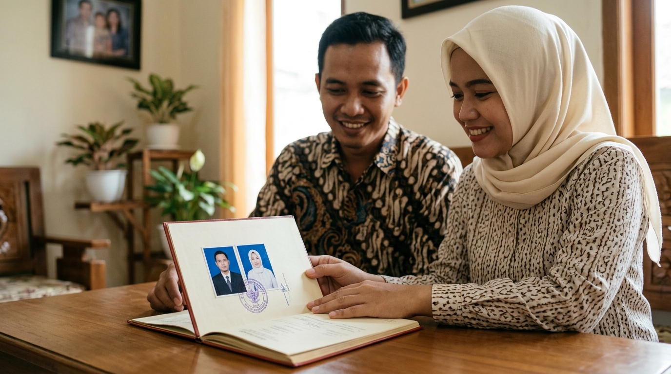 Supporting image showing the final accepted-looking result for pas foto buku nikah.