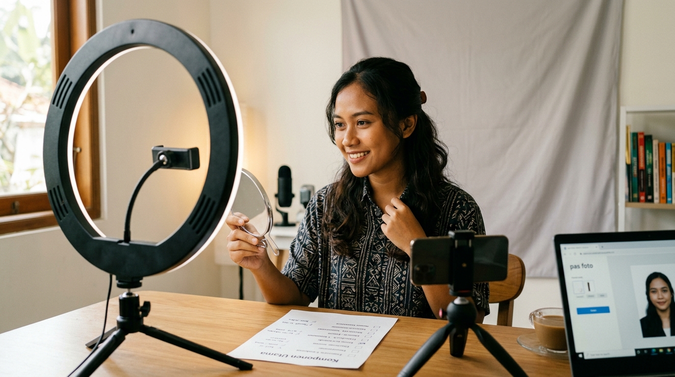 Supporting image that visualizes the requirements, checklist, or technical standards from "Komponen Utama Foto Profil Content Creator yang Berdampak".