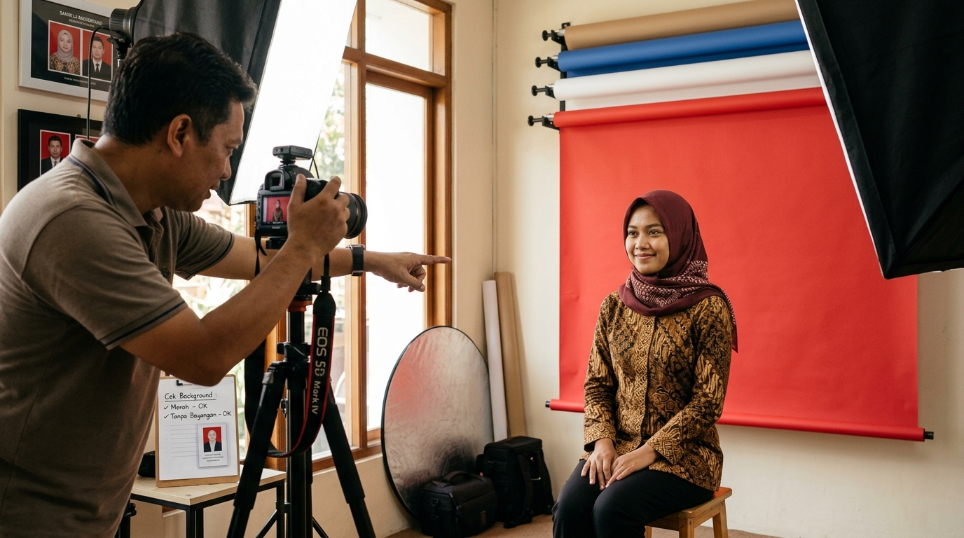 Supporting image that visualizes the requirements, checklist, or technical standards from "Ketentuan Background untuk ID Card Perusahaan".
