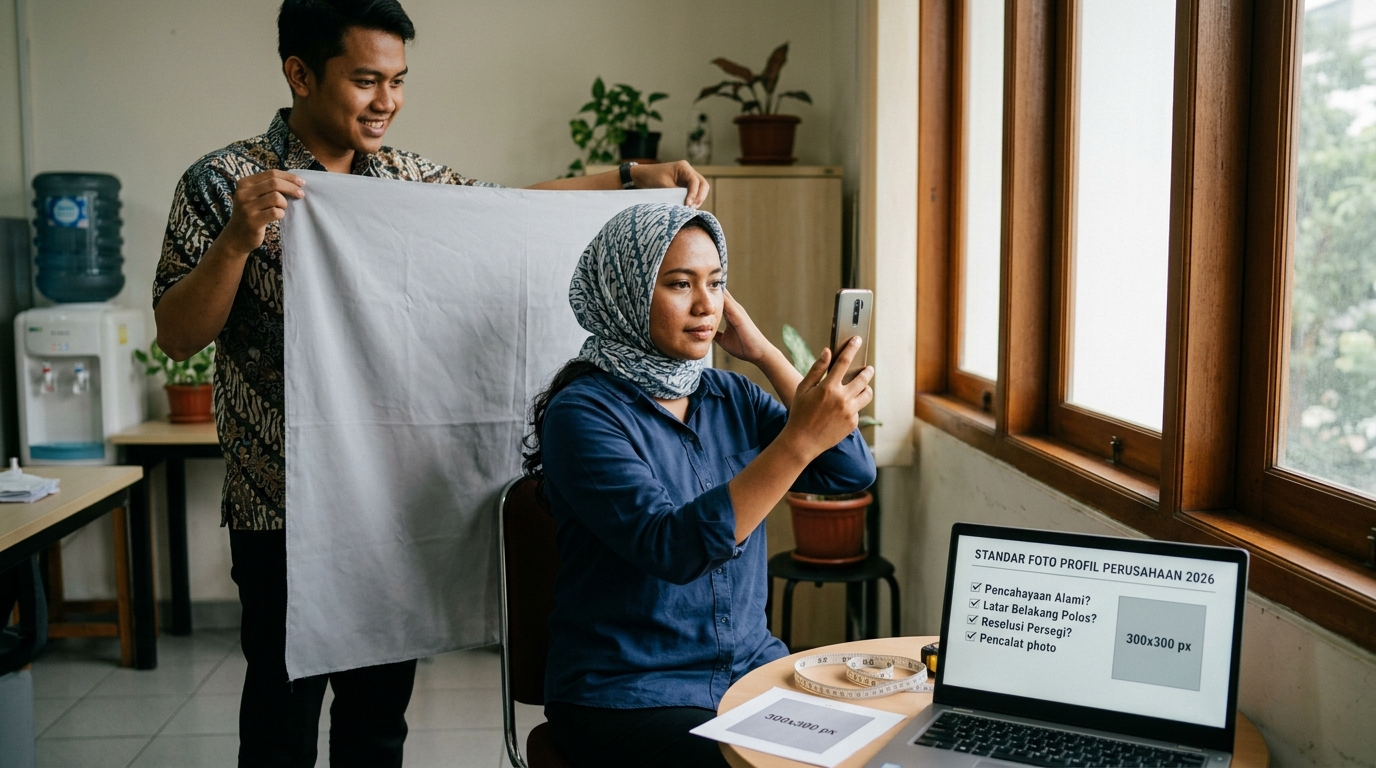 Supporting image that visualizes the requirements, checklist, or technical standards from "Standar Teknis untuk Foto Profil Perusahaan".
