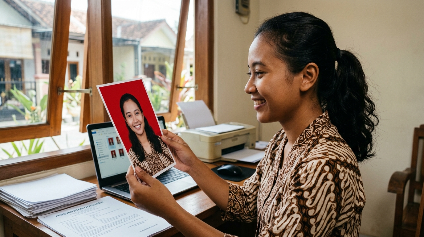 Supporting image showing the final accepted-looking result described in "Tips Agar Hasil Penggantian Latar Belakang Terlihat Profesional dan Sah".