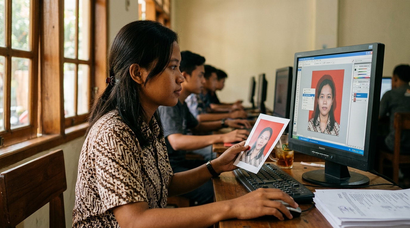 Supporting image that visualizes the requirements, checklist, or technical standards from "Menghilangkan Bayangan di Latar Belakang Foto".