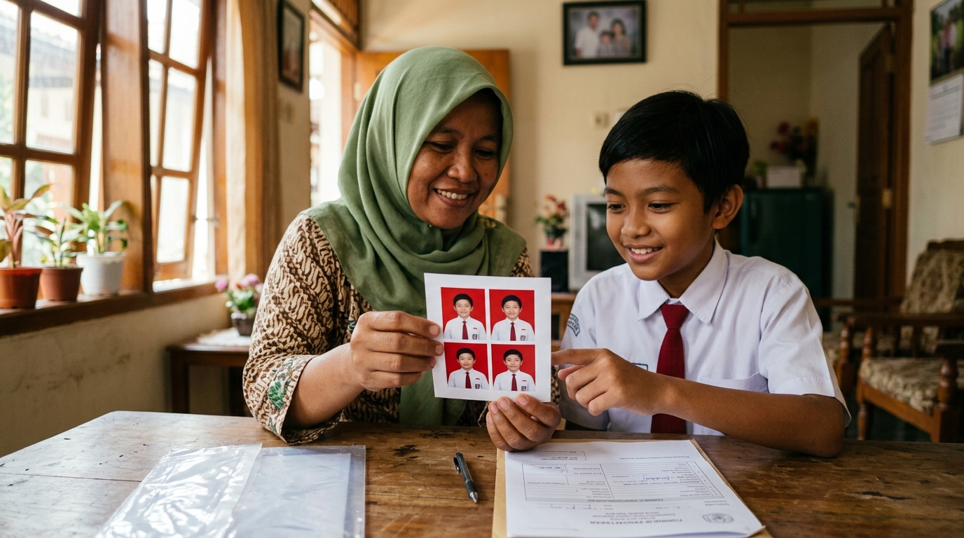 Supporting image showing the final accepted-looking result for pas foto masuk sekolah.