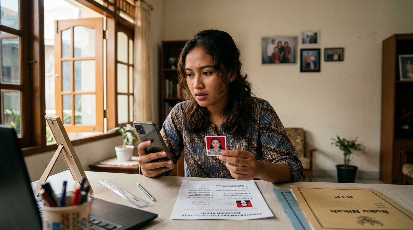 Supporting image that visualizes the requirements, checklist, or technical standards from "Mengapa Pas Foto Dokumen Resmi 2026 Membutuhkan Akurasi Tinggi?".