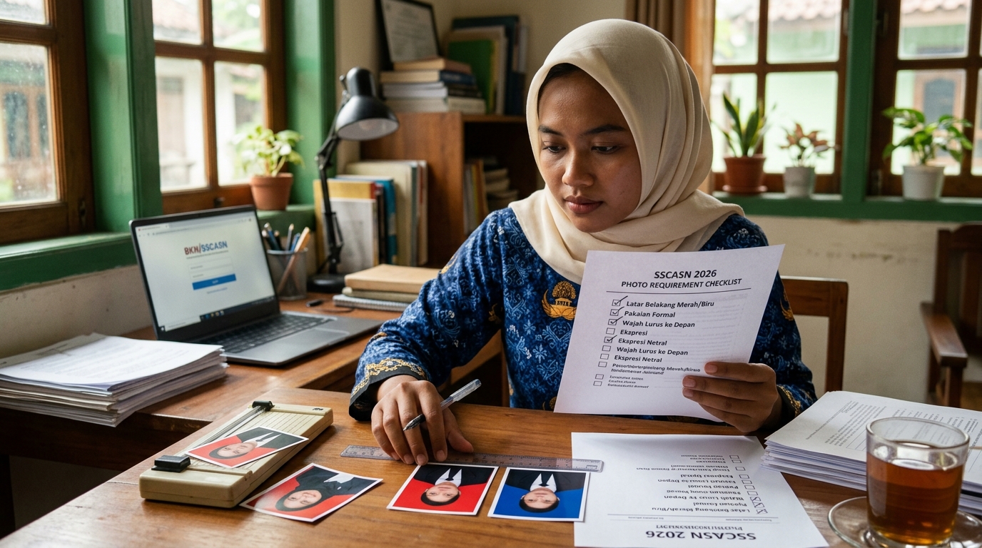 Supporting image that visualizes the requirements, checklist, or technical standards from "Detail Syarat Pas Foto Resmi SSCASN 2026 yang Wajib Anda Tahu".