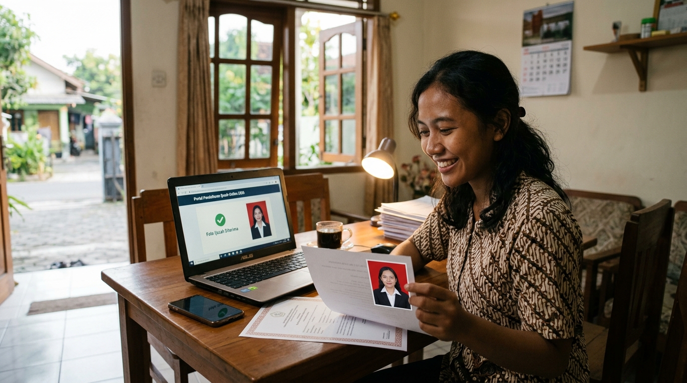 Supporting image showing the final accepted-looking result described in "Kesalahan Umum dan Tips Agar Foto Ijazah Diterima".