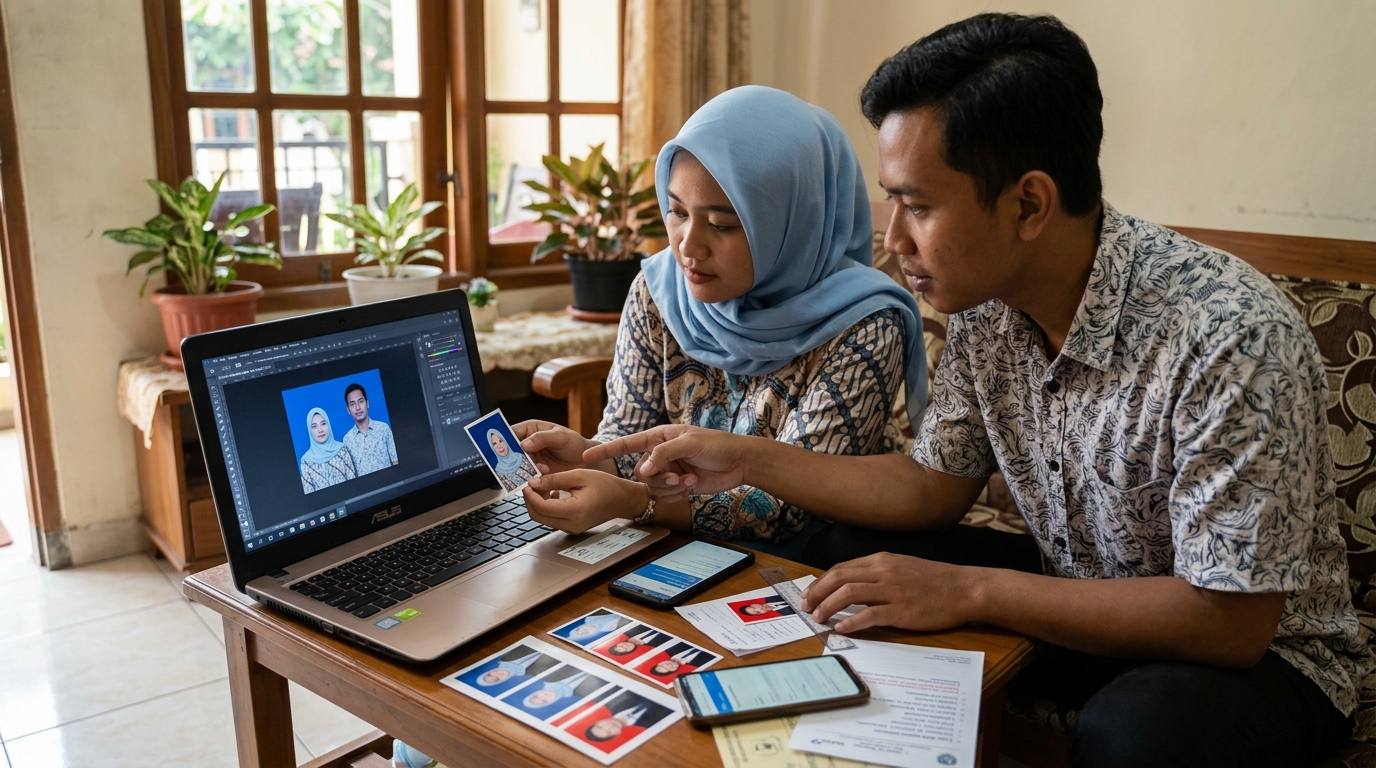 Supporting image that visualizes the requirements, checklist, or technical standards from "Ketentuan Dasar Ukuran dan Latar Belakang Foto Pernikahan".
