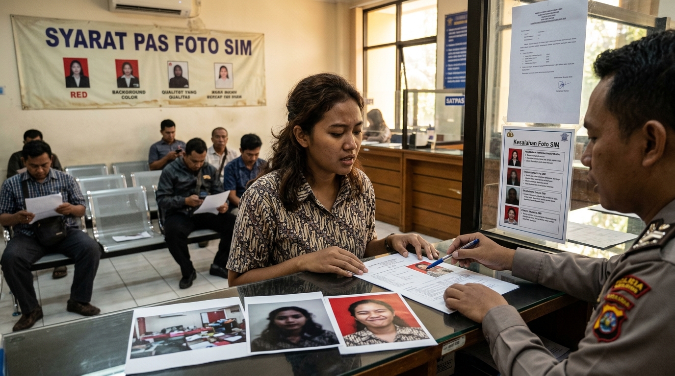 Hero image showing the broader real-world context for pas foto sim, inspired by the section "Mengapa Foto SIM Anda Bisa Ditolak? Hindari Kesalahan Ini".