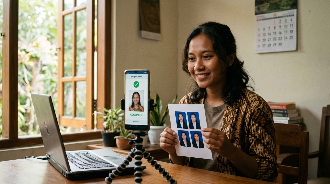 Supporting image showing the final accepted-looking result described in "Cara Membuat Pas Foto SIM Online yang Sesuai Standar".