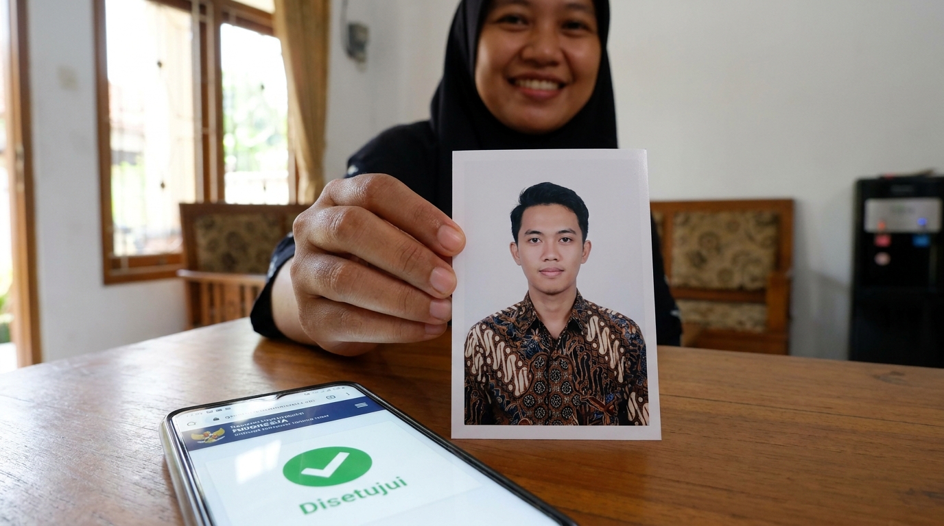 Supporting image showing the final accepted-looking result for pencahayaan pas foto rumah.