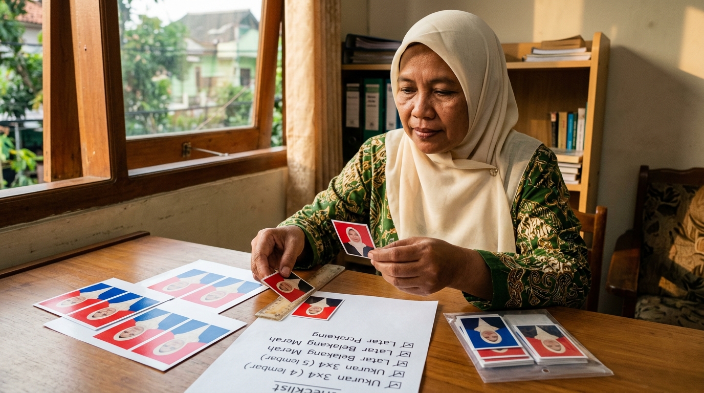 Supporting image that visualizes the requirements, checklist, or technical standards from "Ukuran dan Warna Latar Belakang Foto TDP".