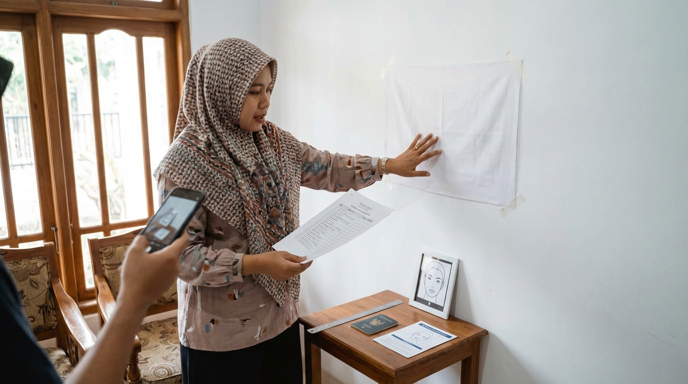 Supporting image that visualizes the requirements, checklist, or technical standards from "Ketentuan Teknis Latar Belakang dan Komposisi".