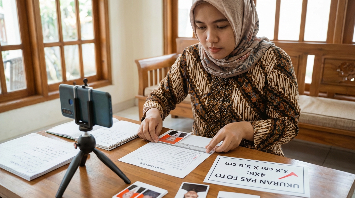 Supporting image that visualizes the requirements, checklist, or technical standards from "Pahami Ukuran Pas Foto 4x6 yang Benar".