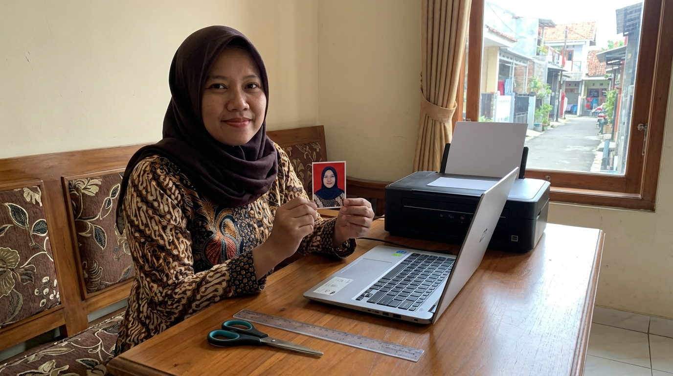 Supporting image showing the final accepted-looking result for cara membuat pas foto 4x6 sendiri.