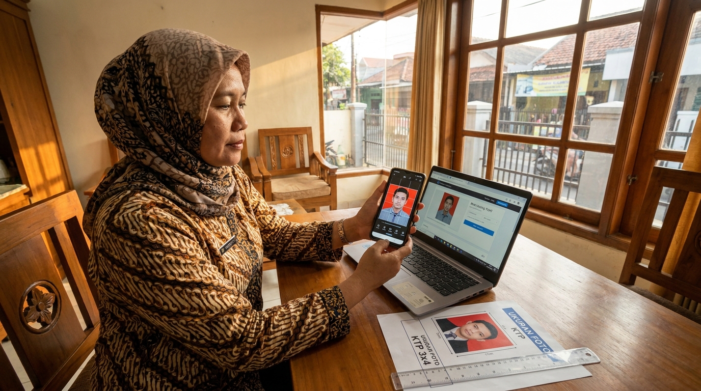Supporting image showing the main action or workflow from "Cara Mengambil Foto KTP Sendiri Menggunakan HP".