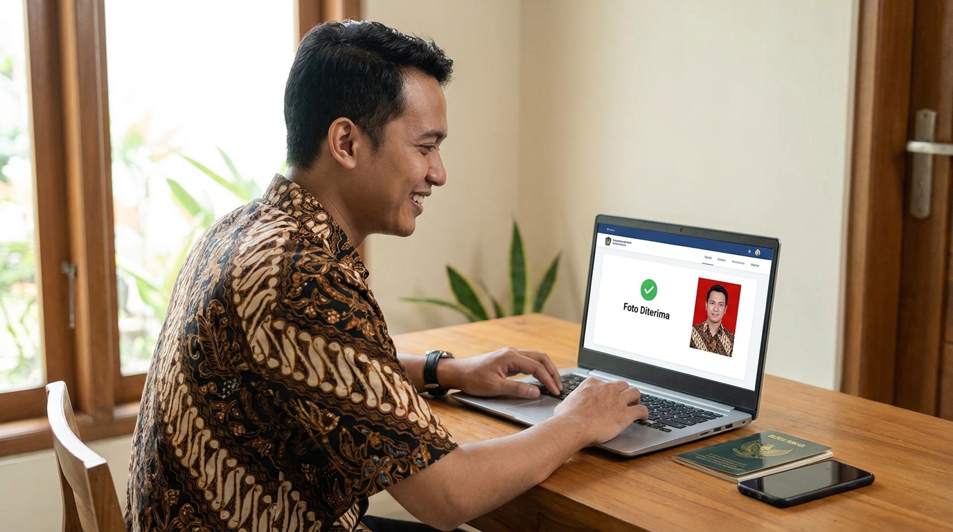 Supporting image showing the final accepted-looking result described in "Kesalahan Umum yang Menyebabkan Foto Ditolak".