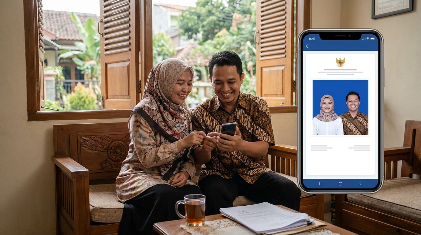 Supporting image showing the final accepted-looking result for cara buat foto buku nikah di hp.