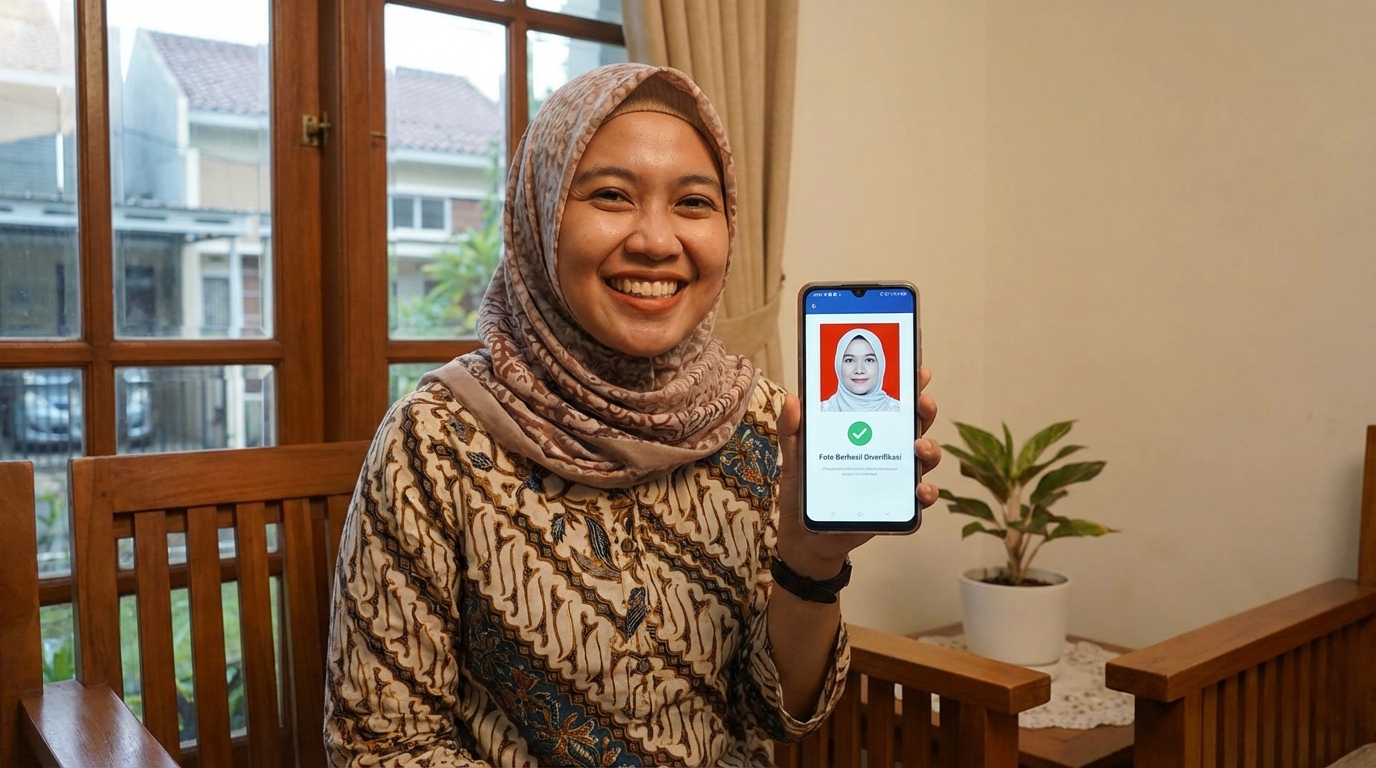 Supporting image showing the final accepted-looking result described in "Solusi Praktis dengan PasPoto".