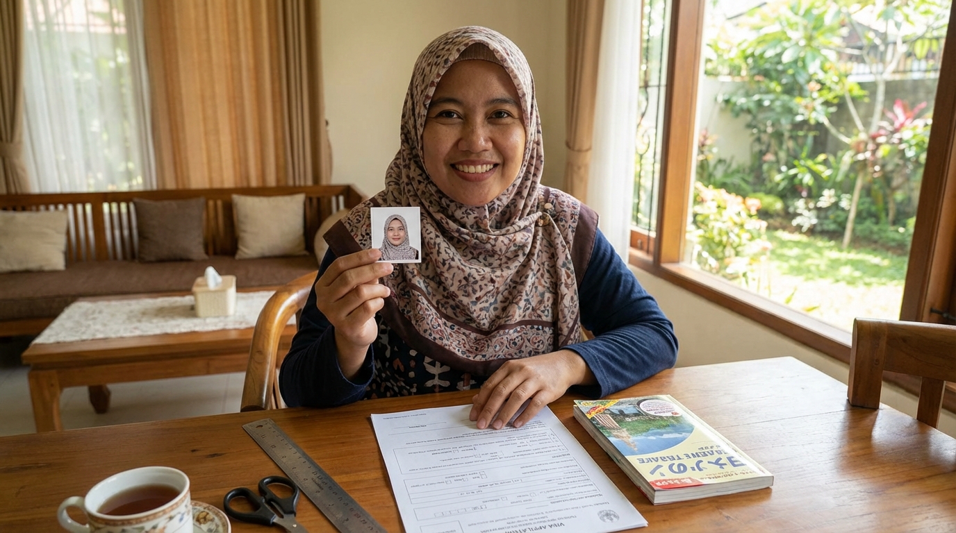 Supporting image showing the final accepted-looking result for ukuran foto visa jepang.