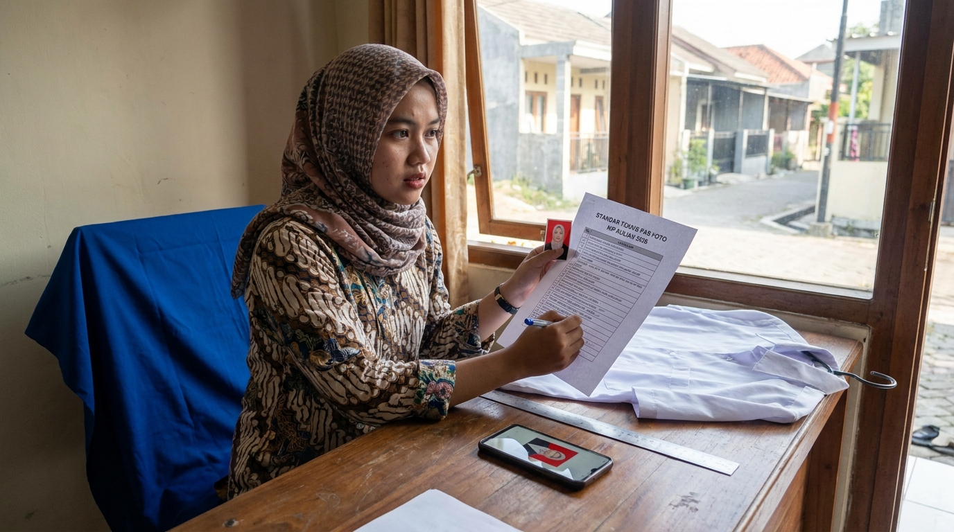 Supporting image that visualizes the requirements, checklist, or technical standards from "Standar Teknis Pas Foto KIP Kuliah 2026".