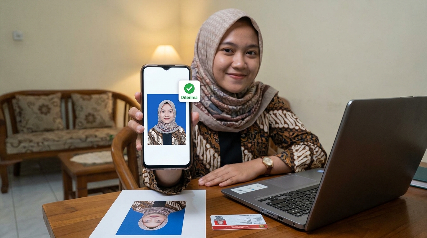 Supporting image showing the final accepted-looking result described in "Solusi Praktis untuk Foto Berkualitas Studio".