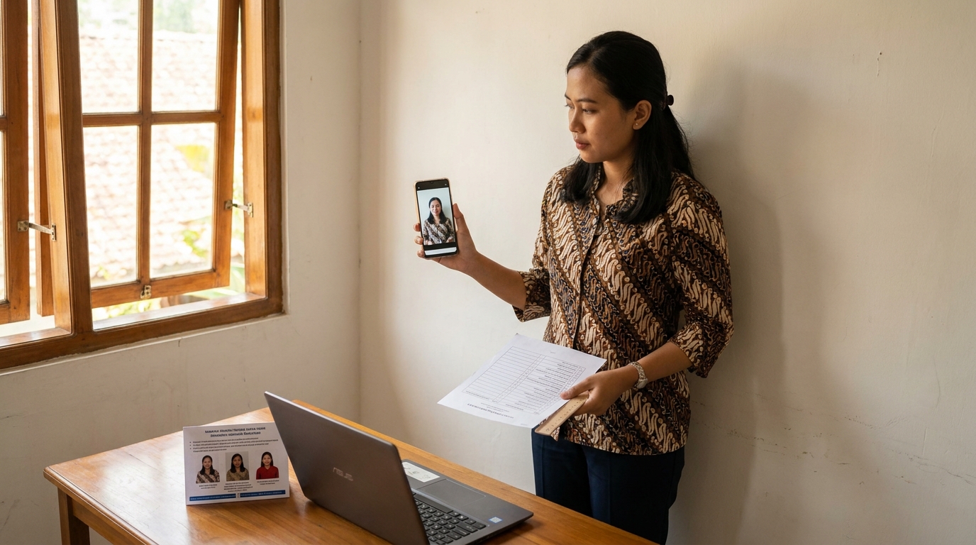Supporting image that visualizes the requirements, checklist, or technical standards from "Spesifikasi Utama Foto E-VOA 2026".