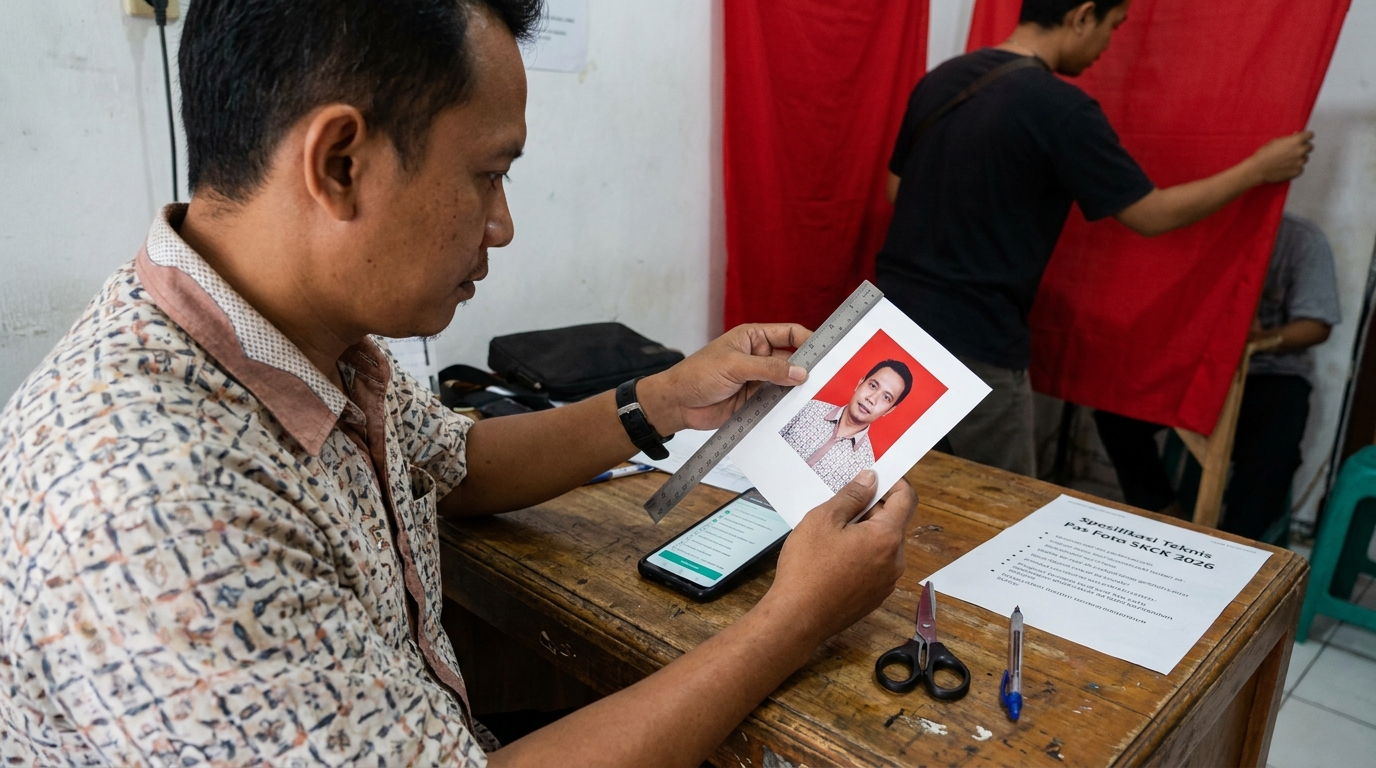 Supporting image that visualizes the requirements, checklist, or technical standards from "Spesifikasi Teknis Pas Foto SKCK 2026".