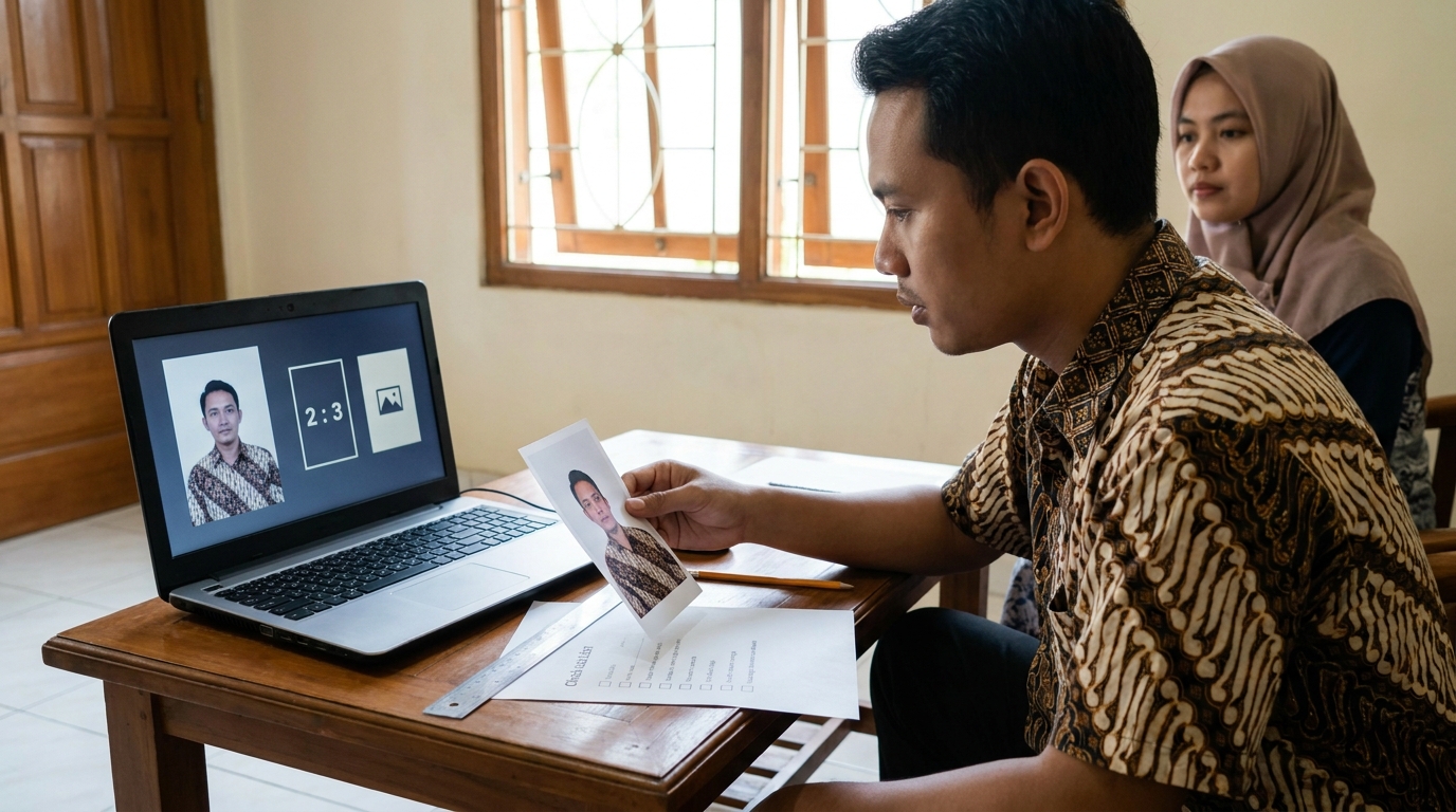 Supporting image that visualizes the requirements, checklist, or technical standards from "Syarat Teknis Foto E-Visa Indonesia Terbaru".
