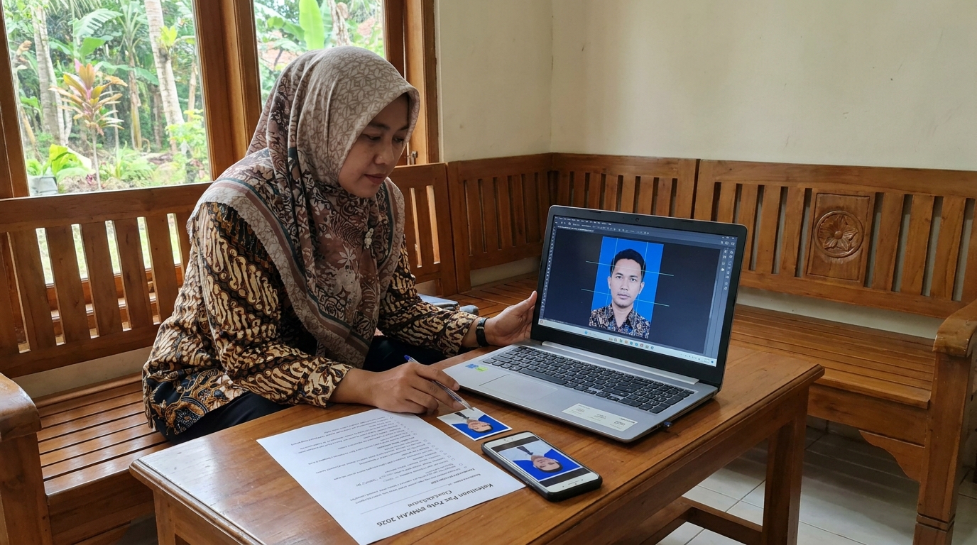Supporting image that visualizes the requirements, checklist, or technical standards from "Ketentuan Pas Foto Digital untuk SIMKAH 2026".